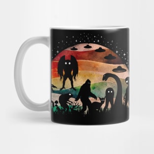 Funny Cryptid Bigfoot Loch Ness Monster Mothmand And Aliens Mug